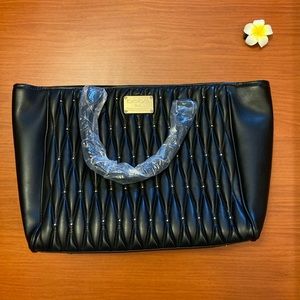 Bebe Diamond Quilt black zipper tote NWT